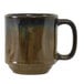 A brown and blue Tuxton Yukon China mug with a handle.