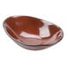 A brown Tuxton china bowl with a black rim.
