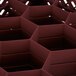 A Vollrath Traex burgundy 12-compartment glass rack with an open rack extender on top.