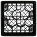 A black Vollrath Traex glass rack with a grid pattern.