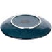 A Tuxton Artisan Night Sky china plate with a silver rim on a table.