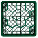 A green plastic Vollrath Traex rack with 12 compartments in a grid pattern.