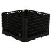 A black Vollrath plastic rack with 16 compartments for glasses.