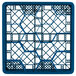 A blue plastic Vollrath Traex glass rack with a latticed structure.