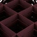 A close up of a red grid with many squares inside.