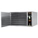 A stainless steel Excalibur commercial food dehydrator with the door open.