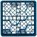 A blue plastic crate with 12 hexagon compartments.