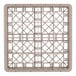 A beige full-size glass rack with 16 compartments designed for holding 11-inch glasses.
