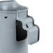 A grey plastic container with a handle and a hole for a brush and swab.