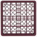 A burgundy Vollrath Traex glass rack with a grid pattern.