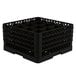 A Vollrath Traex black plastic glass rack with 16 compartments.