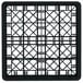 A black Vollrath Traex glass rack with a square grid pattern.