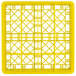 A yellow Vollrath Traex glass rack with a grid pattern.