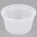 A clear plastic Pactiv deli container with a lid.