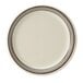 A white plate with a black border.