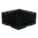 A Vollrath Traex black plastic glass rack with 16 compartments.