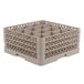 A beige plastic Vollrath Traex glass rack with 16 compartments.