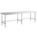 A Regency stainless steel rectangular work table with open metal legs.