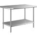 A Regency stainless steel work table with an undershelf.