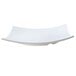 A white plate with a curved edge on a white background.