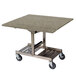 A Geneva rectangular room service table with wheels.