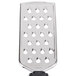 A Tablecraft stainless steel grater with black handle and extra coarse holes.