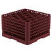 A red Vollrath Traex glass rack with an open rack extender on top.