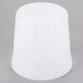 A translucent round deli container with a lid on it.