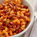 A bowl of pasta with red sauce and Dried Light Red Kidney Beans.