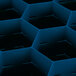 A blue Vollrath Traex glass rack with black extenders.