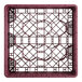 A burgundy plastic Vollrath Traex glass rack with a grid pattern.