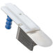 A white and blue metal object with a metal and plastic blade.