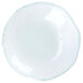 A white bowl with a blue edge on a white background.