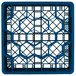 A royal blue Vollrath Traex glass rack with a grid pattern.