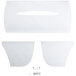 Excellence curved glass sneeze guard with metal parts and a clear surface.