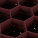 A close up of a burgundy Vollrath Traex glass rack with a hexagonal grid.