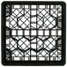 A black Vollrath Traex glass rack with a grid pattern.