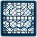 A blue plastic Vollrath Traex glass rack with a grid pattern.