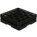 A black plastic Vollrath Traex glass rack with holes.