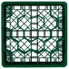 A green plastic Vollrath Traex rack with hexagon compartments.