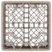 A beige plastic Vollrath Traex glass rack with many compartments.