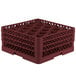 A Vollrath Traex red plastic rack for 20 glasses with 7 7/8" compartments.