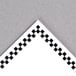 A white rectangular paper deli tag with a black and white checkered corner.