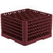 A red Vollrath Traex glass rack with an open rack extender on top.
