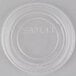 A clear plastic lid with a circular edge.