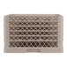 A beige full-size glass rack with 25 compartments and a lattice design.
