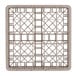 A beige plastic Vollrath glass rack with many compartments and a grid pattern.