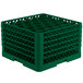 A green plastic Vollrath Traex rack for 30 glasses.