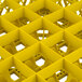 A yellow Vollrath Traex glass rack with 25 compartments.