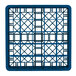 A Vollrath Royal Blue plastic rack with 25 compartments.